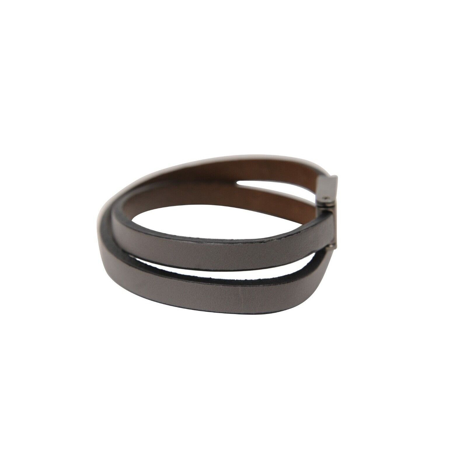 Fendi Double Wrap Bracelet Grey Leather Wristlet Adjustable Size ONE SIZE - 2 Thumbnail