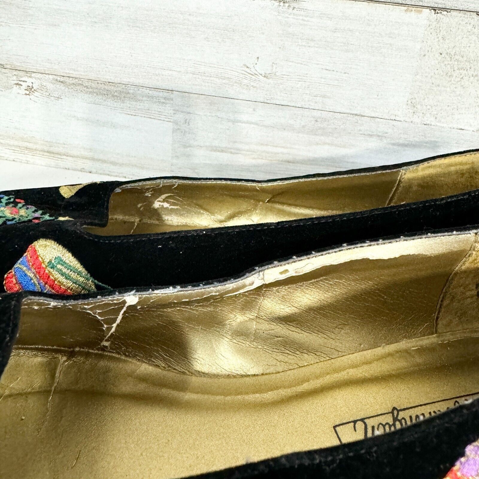 Worthington VTG Worthington Flats 6.5 Christmas Embroidered Black Velvet Size US 6.5 / IT 36.5 - 4 Thumbnail