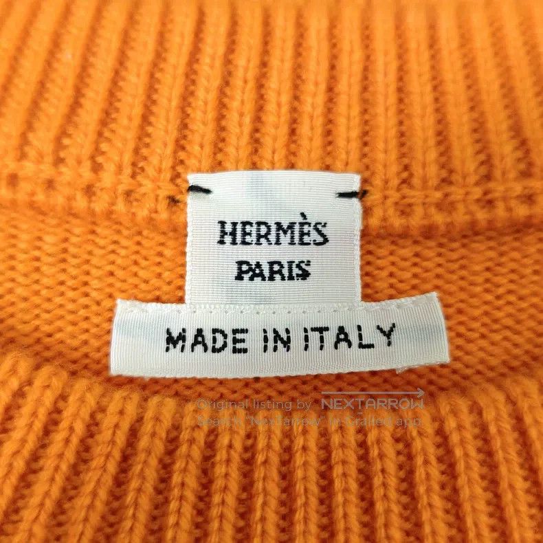 Hermes Hermes Orange Cashmere Knit Jacquard Short Sleeve Size XS / US 0-2 / IT 36-38 - 4 Thumbnail