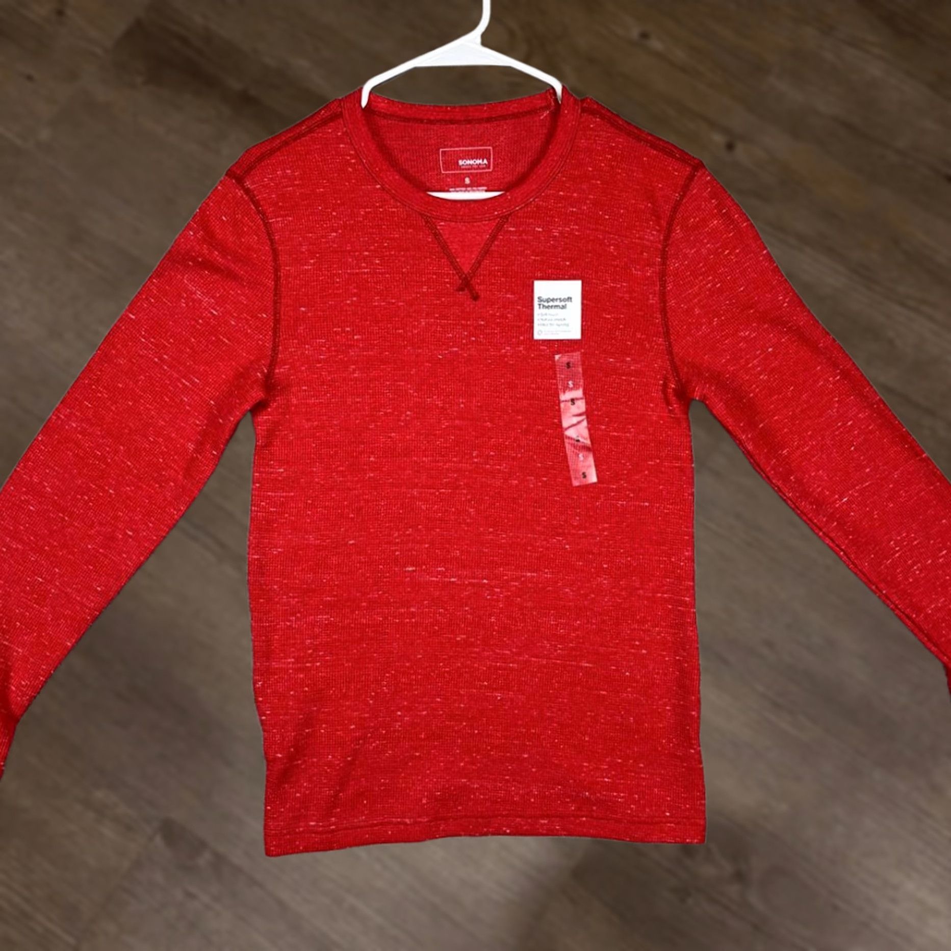 Vintage Sonoma Mens Sweatshirt Sweater Adult Small Red Waffle-Knit Crewneck Pullover Thermal Knit Shirt Casual Outdoor Walking | Veg? Size US S / EU 44-46 / 1 - 1 Thumbnail