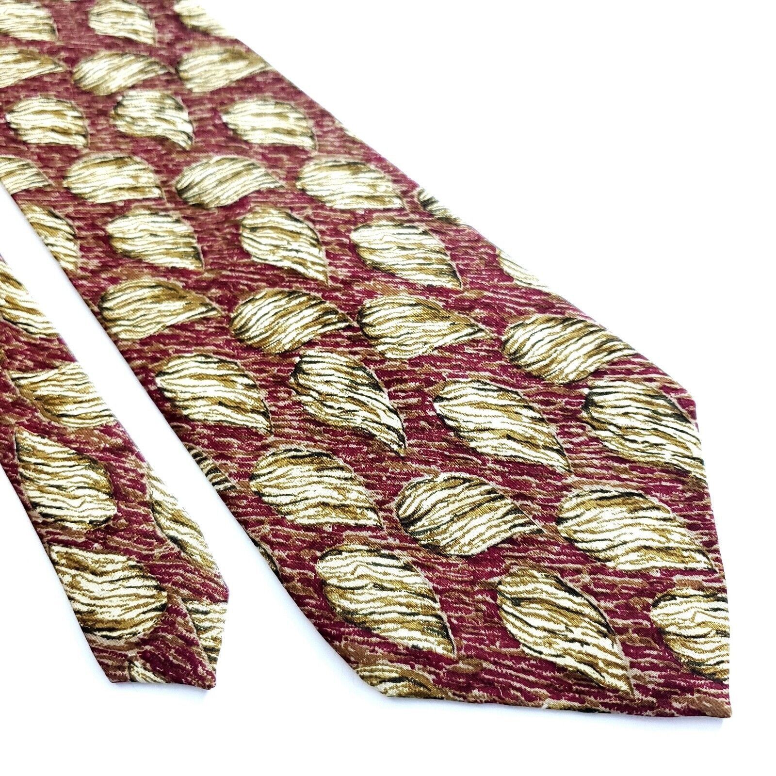 Calvin Klein Vintage Calvin Klein Red Tan Floral Print Wide Silk Tie Size ONE SIZE - 1 Thumbnail