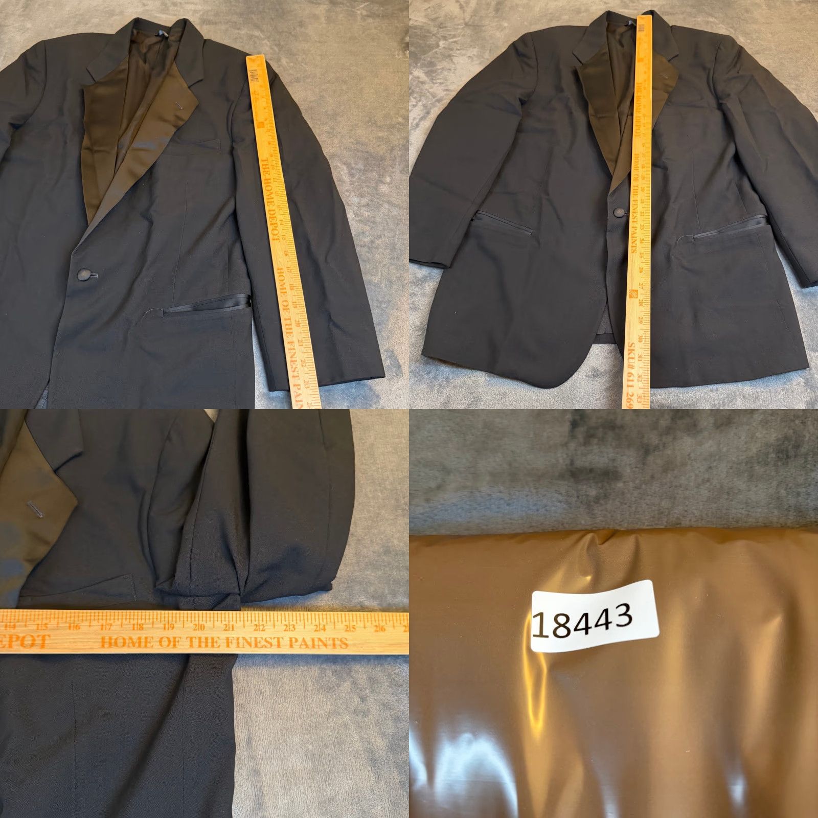 Vintage Neil Allyn Tuxedo Blazer Mens 43R Black Wool Satin Peak Lapel Formal Single-Breasted Notch Lapel 100% Wool Wedding Costume Casual Dinner Jacket Size 46R - 8 Thumbnail
