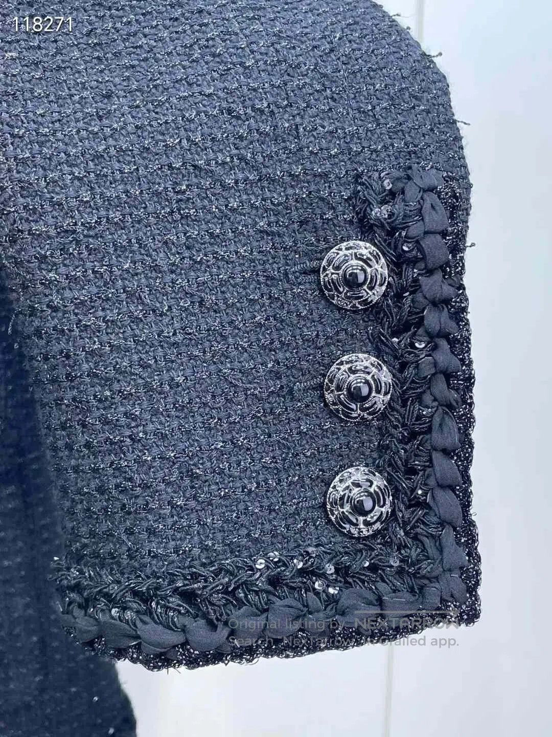 Chanel Chanel 25S Black Shimmer Jacket. Size XXS / US 00 / IT 34 - 3 Thumbnail