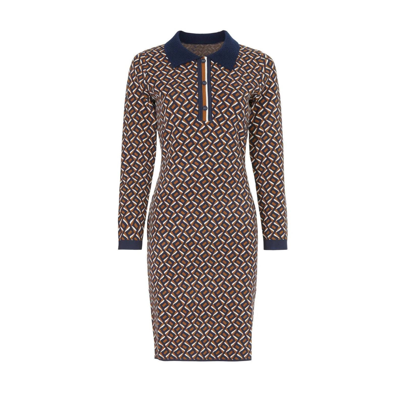 Diane von Furstenberg Diane Von Furstenberg XS Milena LongSleeve Polo Sheath Dress Size XS / US 0-2 / IT 36-38 - 1 Thumbnail