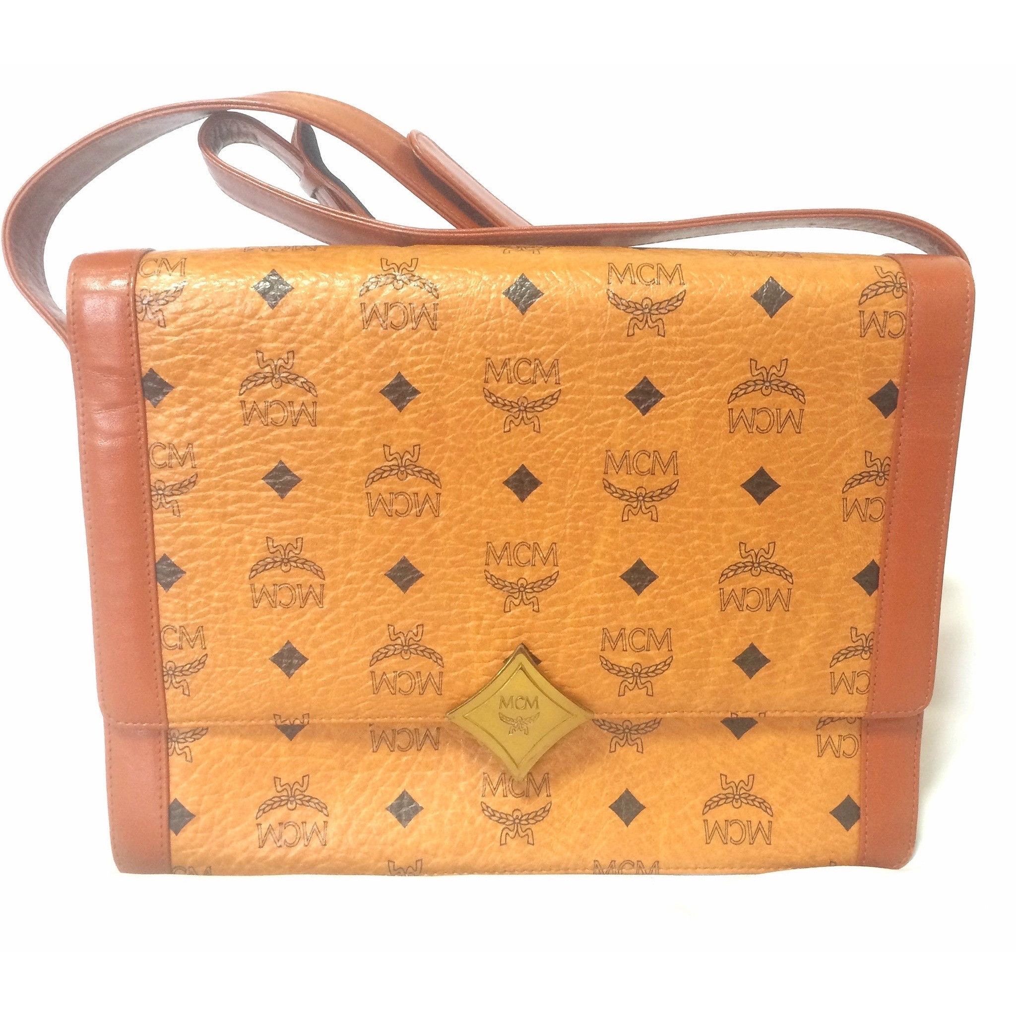 MCM Vintage MCM brown monogram shoulder bag with leather straps Size ONE SIZE - 1 Thumbnail
