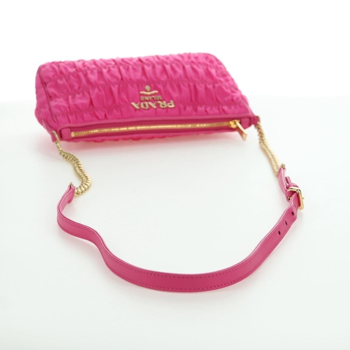 Prada Prada Nylon Chain Shoulder Bag Pink Size ONE SIZE - 9 Thumbnail