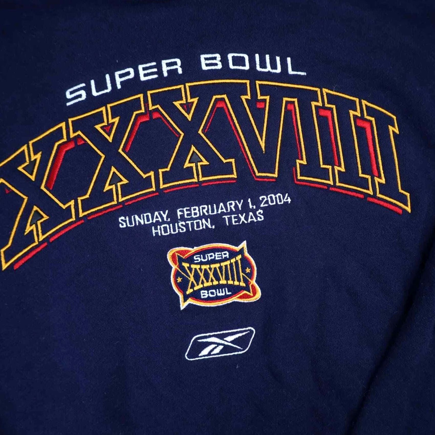 Reebok VINTAGE Reebok Sweatshirt NFL Superbowl XXXVIII Embroidered Blue Large Mens Pullover(Size L) Size US L / EU 52-54 / 3 - 4 Thumbnail