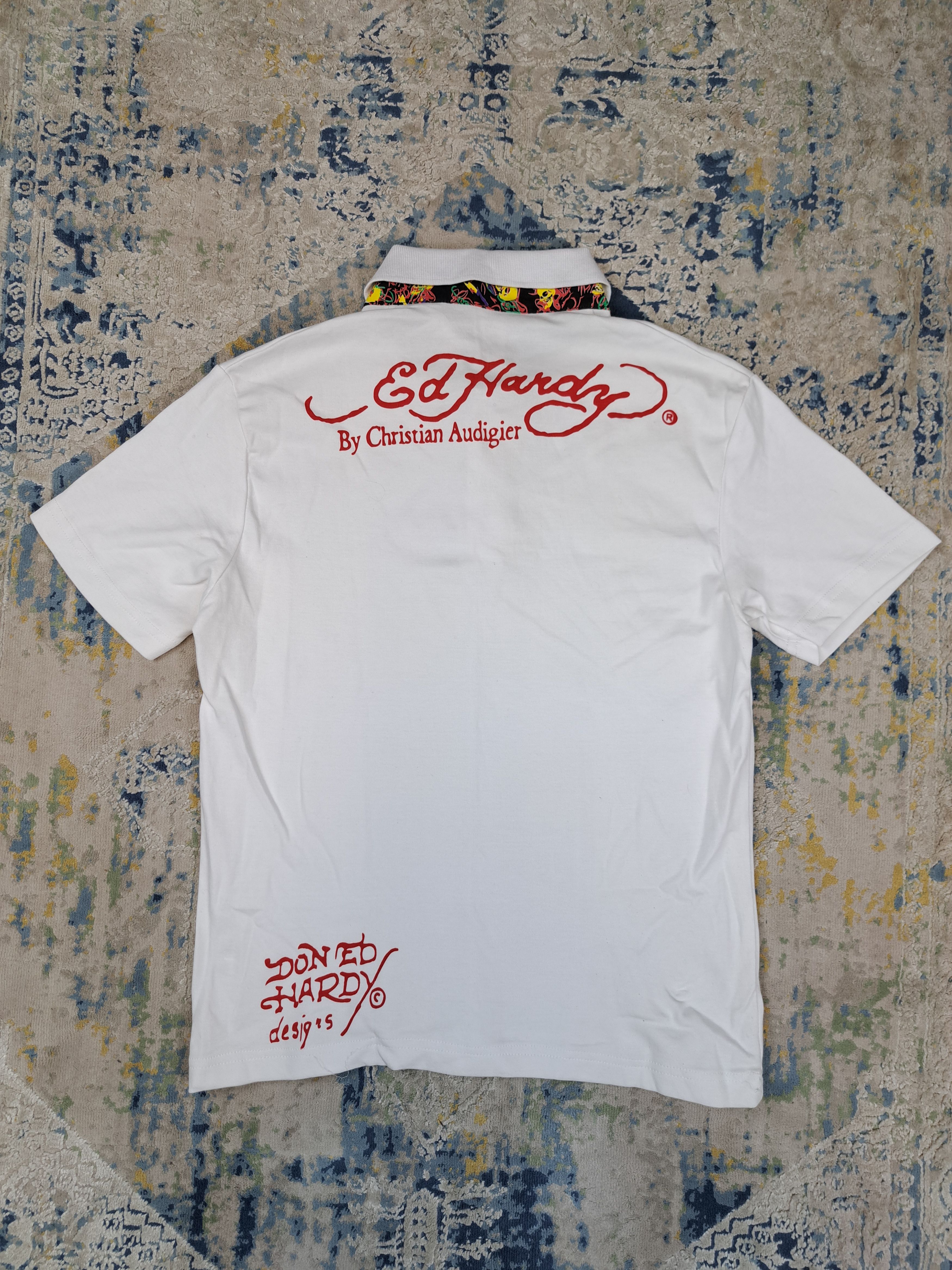 Ed Hardy Ed Hardy Big Logo Polo Shirt Rhinestones Drip Swag y2k Size L / US 10 / IT 46 - 5 Thumbnail