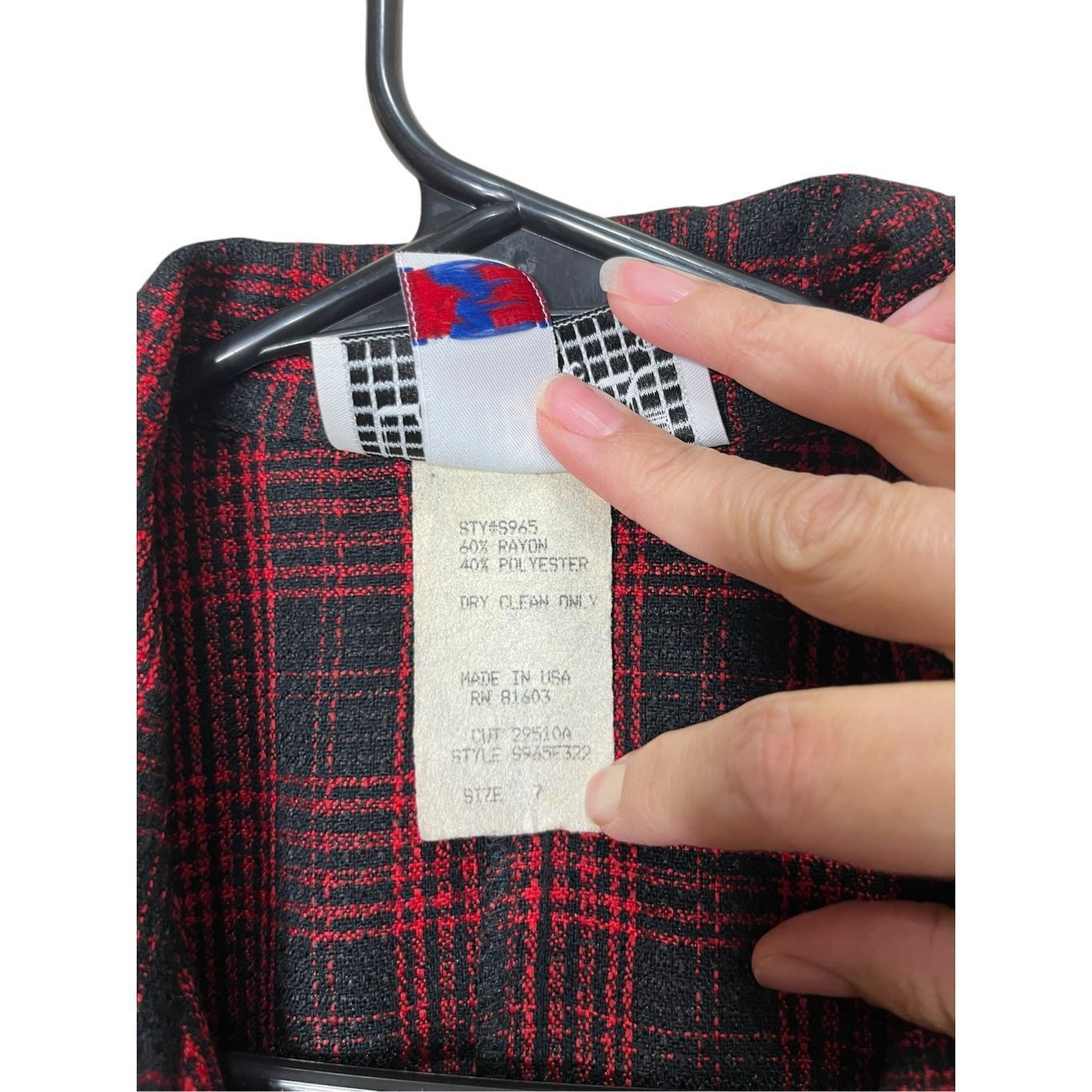 Other Vintage La Belle 80s 90s Red Black Plaid Blazer Size 7 Size M / US 6-8 / IT 42-44 - 6 Thumbnail