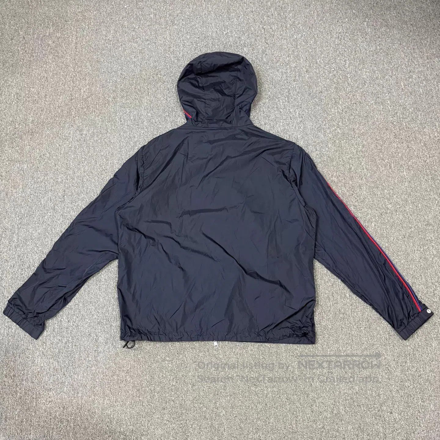Moncler Blue Hooded Jacket with Striped Sleeves - XXL. Size US XXL / EU 58 / 5 - 2 Thumbnail