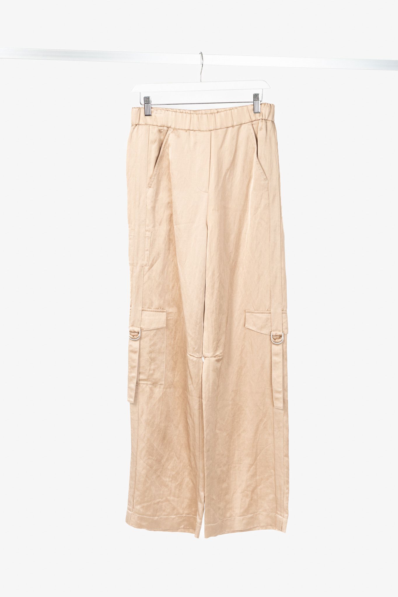 Luisa Cerano Luisa Cerano Cashew Cotton & Linen Satin Cargo Pants Size 27" / US 4 / IT 40 - 1 Thumbnail