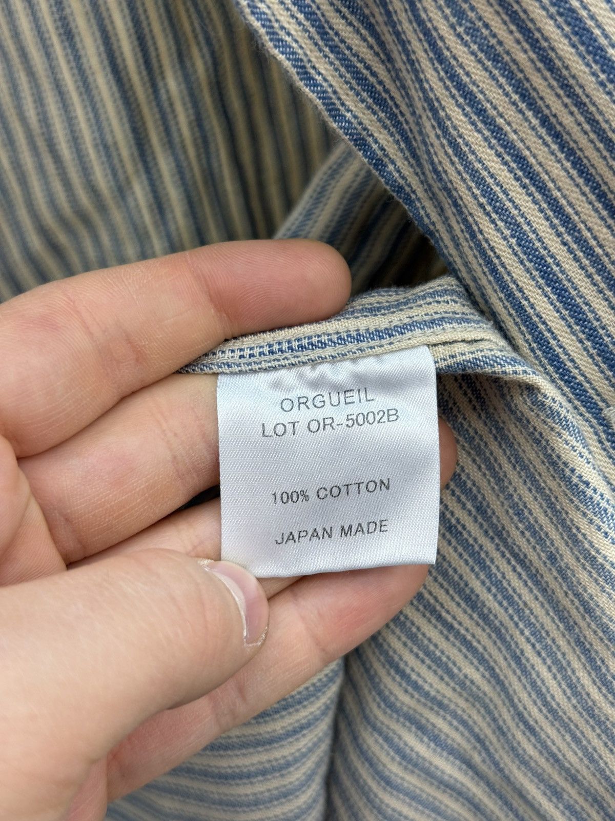 Orgueil Orgueil Japan Made Striped Cotton Pocket Shirt Size US L / EU 52-54 / 3 - 4 Thumbnail
