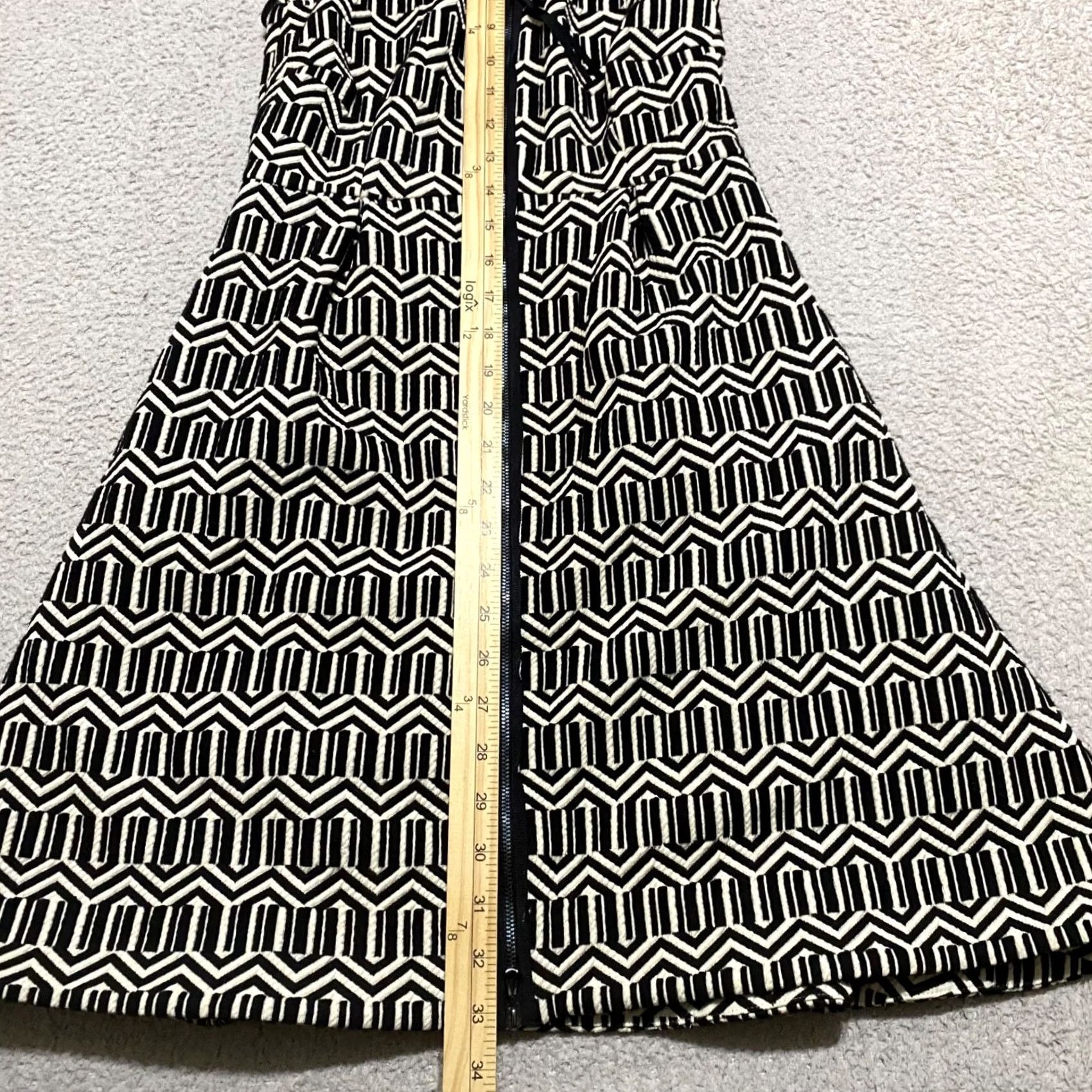 Anthropologie Anthropologie Leifsdottir Womens Dress 2 Black White Geometric Tonnelle Full Zip Multicolor A-Line Adult Regular Size 2 Womens IDK Size XS / US 0-2 / IT 36-38 - 7 Thumbnail