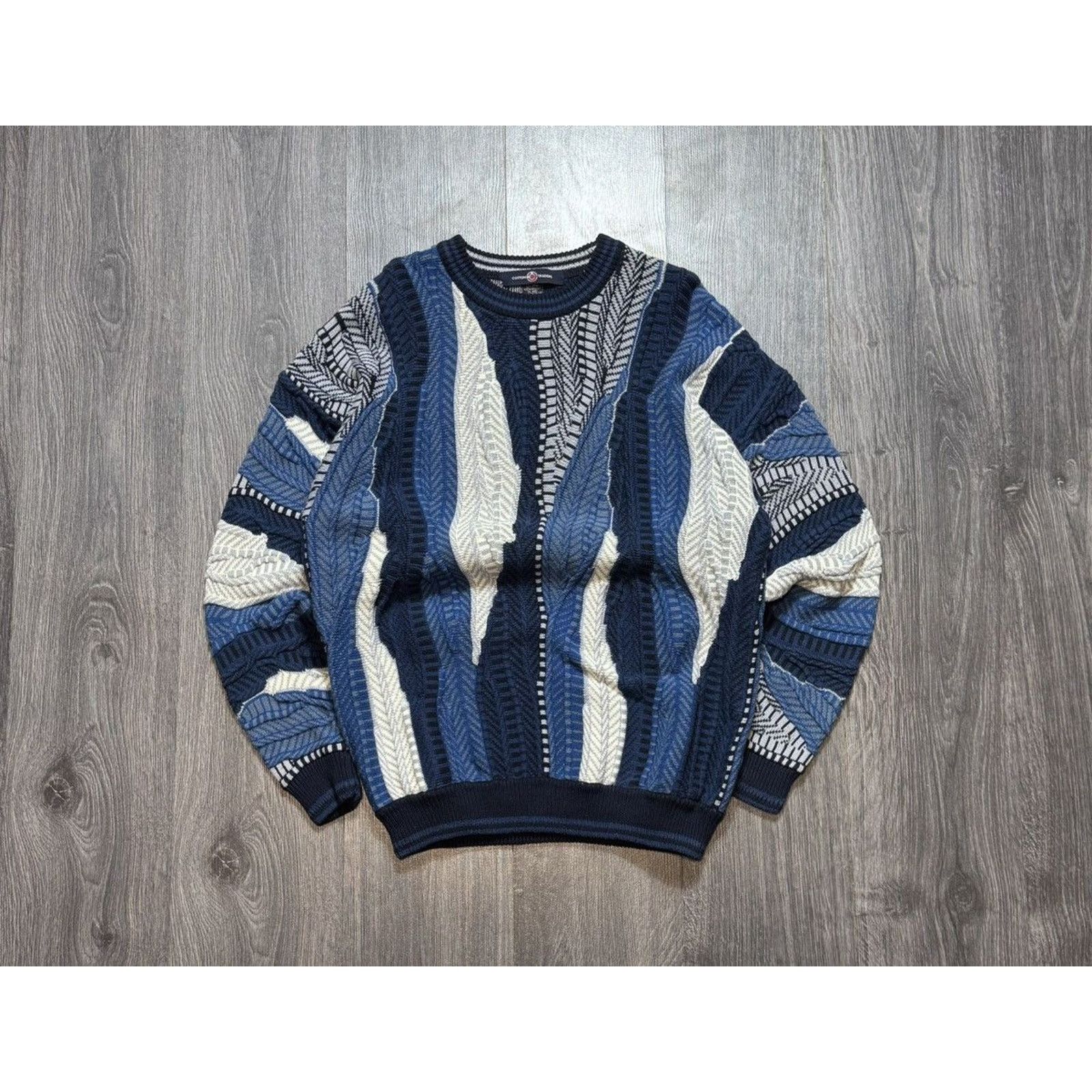 90s Vintage Blue Coogi Style Cable Knit Sweater / Tundra
