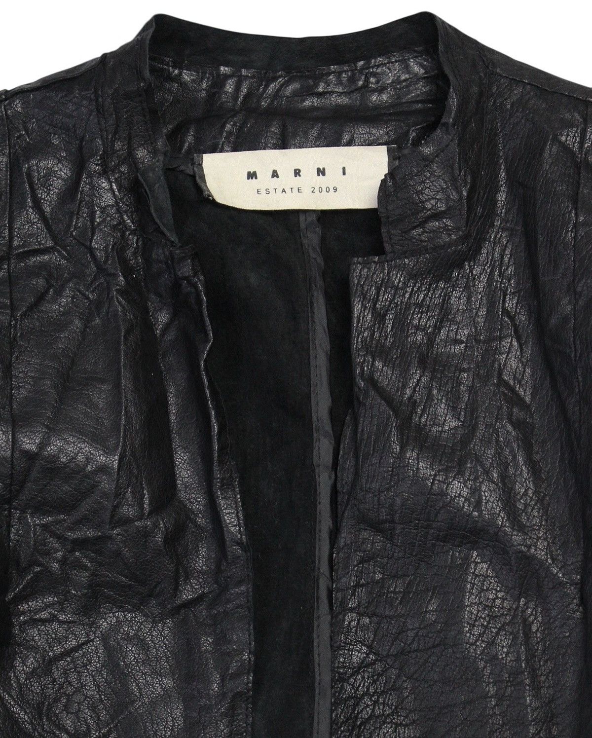 Marni SS2009 MARNI BLACK CRINKLED LEATHER COAT Size S / US 4 / IT 40 - 4 Thumbnail