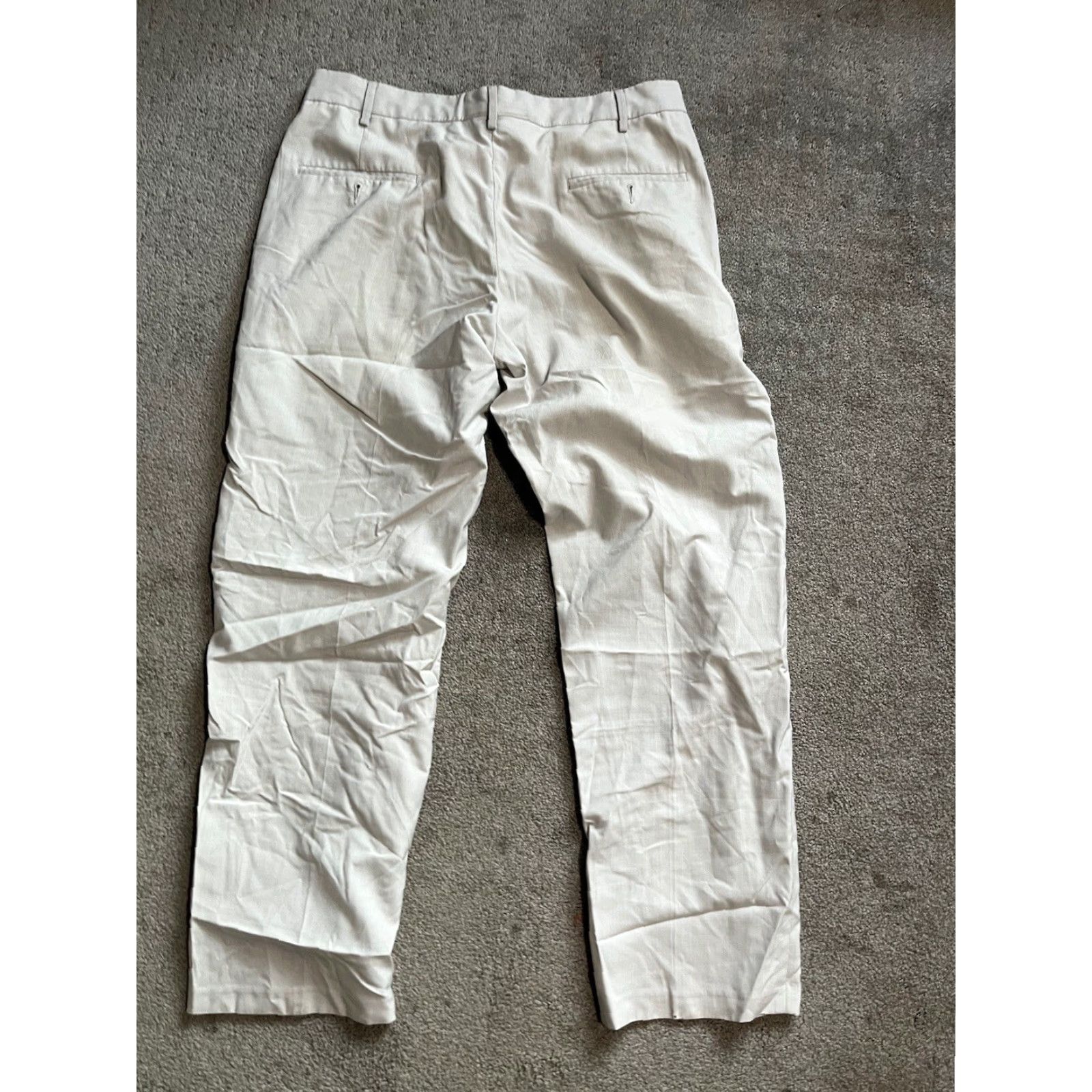 Kenneth Cole KENNETH COLE flat front PANTS 34x30 Beige Ivory Solid Dress Pants Size US 34 / EU 50 - 3 Thumbnail