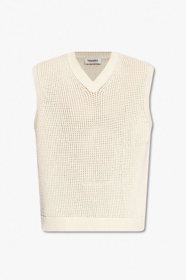 Nanushka o1mle0425 Zebe Knit Vest Open Stitch in Cream Size XL / US 12-14 / IT 48-50 - 1 Preview