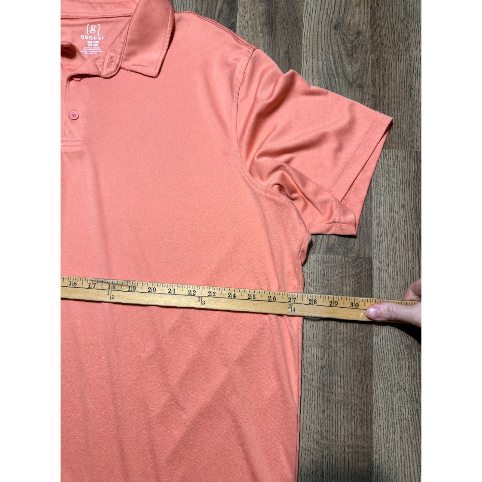 George George Polo Shirt Mens 3XL Orange Short Sleeve Collared Polyester Button Vintage: No Size US XXL / EU 58 / 5 - 7 Thumbnail