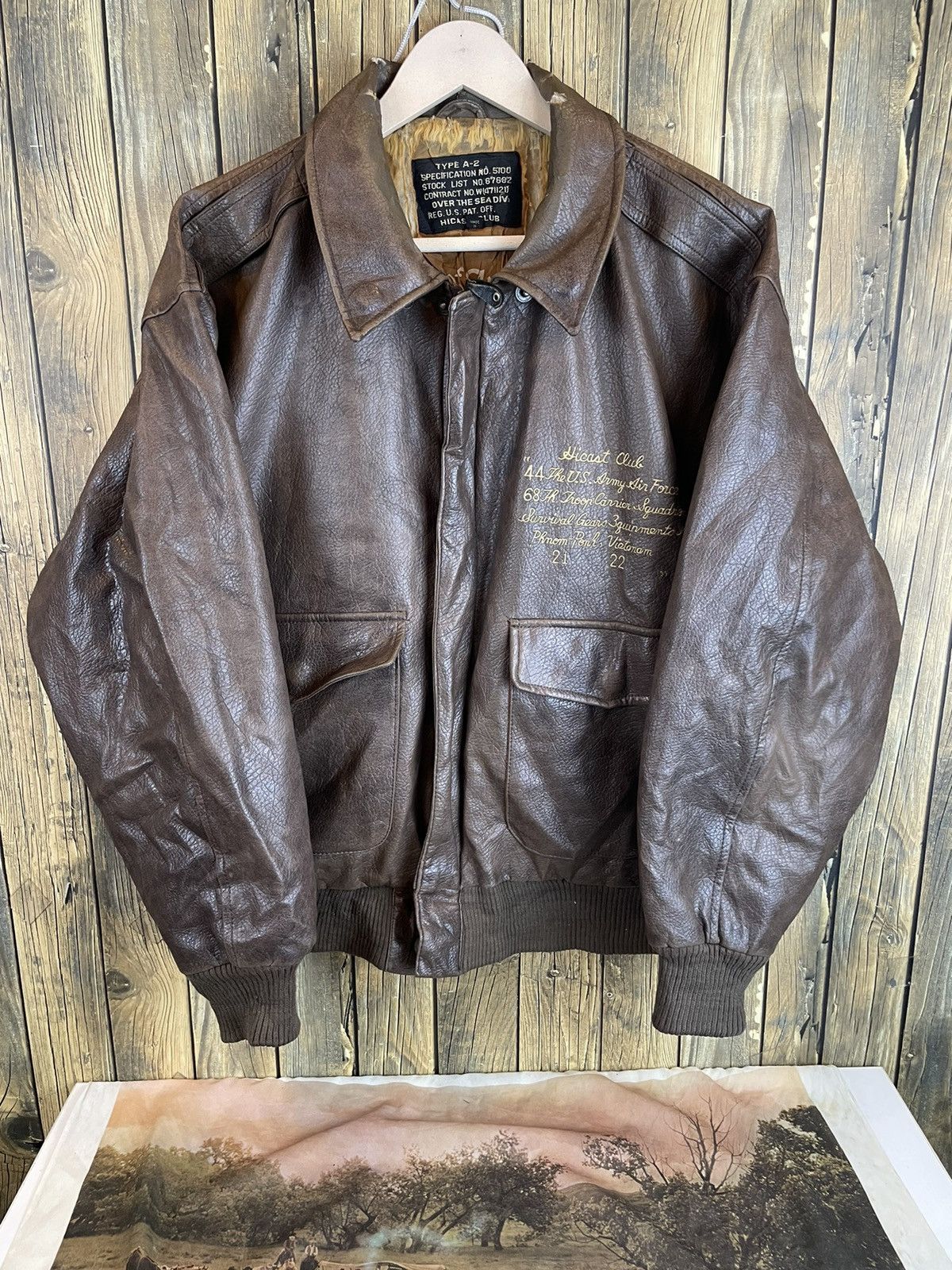 Vintage RARE VINTAGE HICAST CLUB A-2 FLYING AIRFORCE JACKET 1990s Size US L / EU 52-54 / 3 - 7 Thumbnail