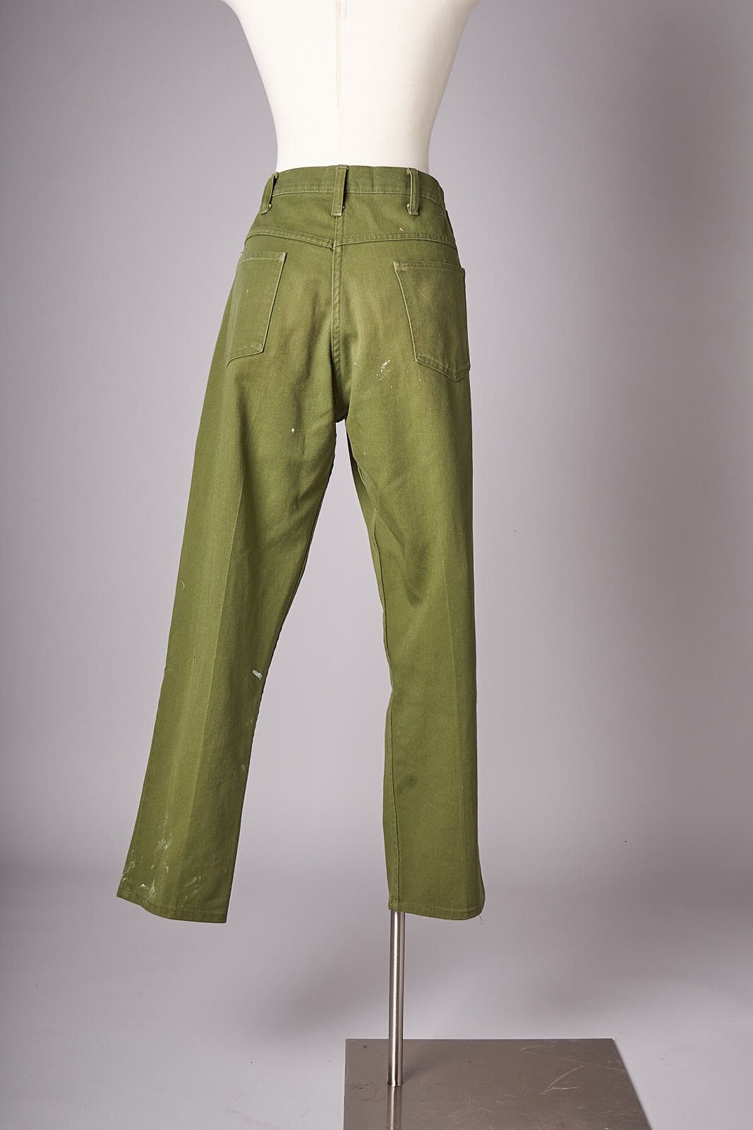 Vintage 1970s Green Trousers Paint Splatter Pants Military Size US 34 / EU 50 - 3 Thumbnail