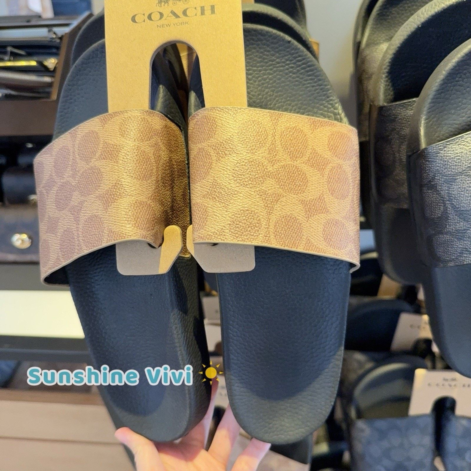 Coach NEW Coach Women's Udele Signature Sport Slide Tan CY243 US 7 Size US 7 / IT 37 - 2 Thumbnail