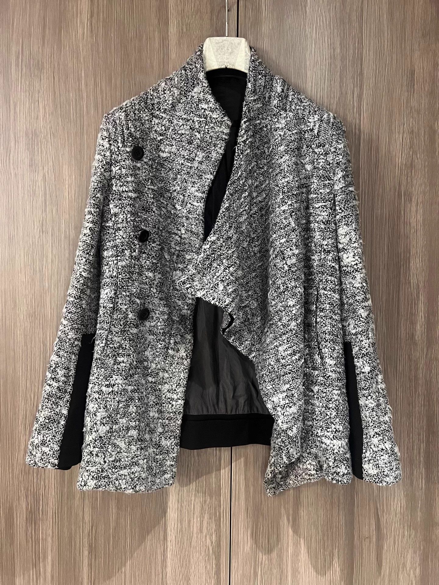 Julius MA Julius 7 Grey Wool Blend Knit Jacquard Coat Size US M / EU 48-50 / 2 - 2 Thumbnail