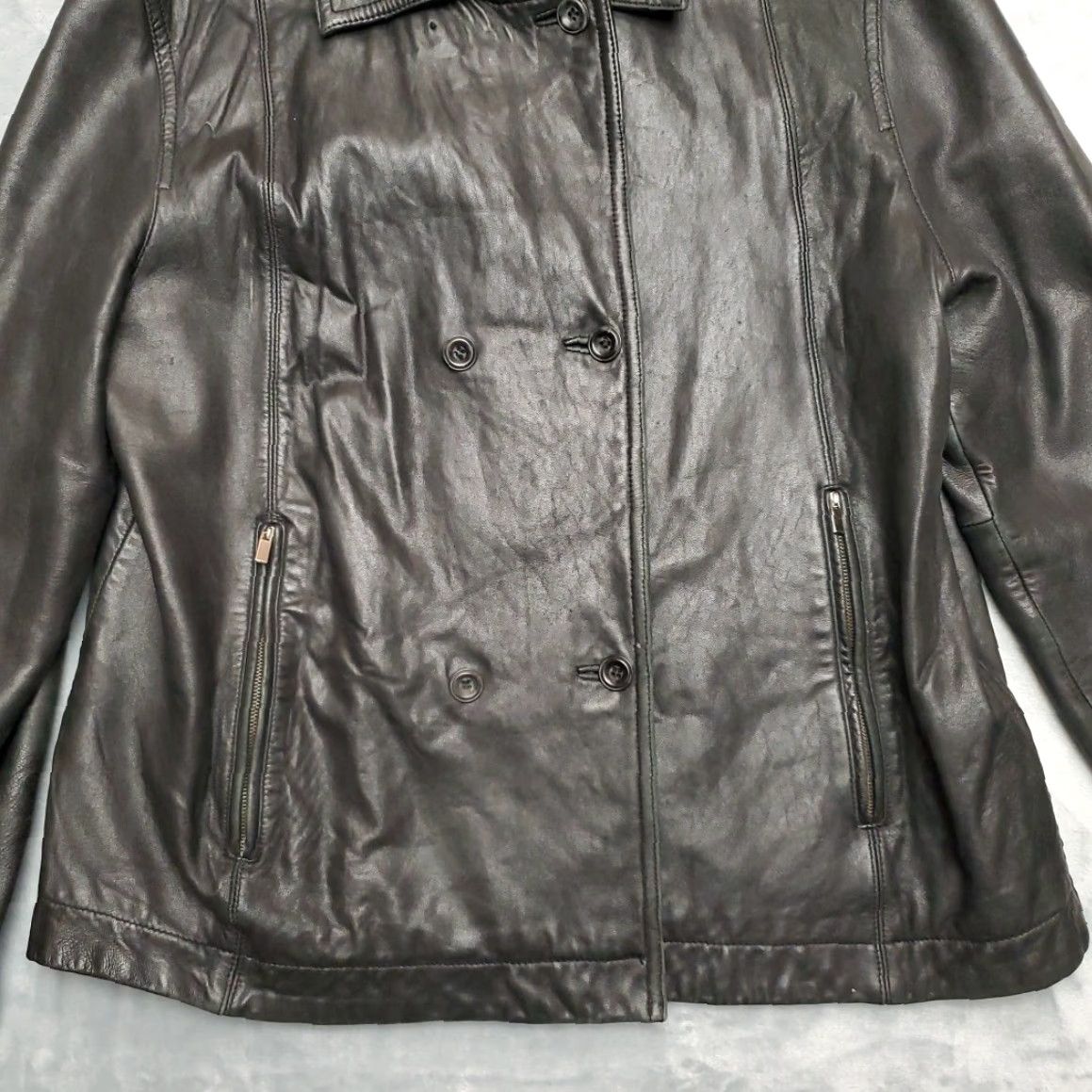 Express VINTAGE Express World Brand Leather Jacket Womens L Black Motorcycle Style Pocket All Seasons Size L / US 10 / IT 46 - 2 Thumbnail