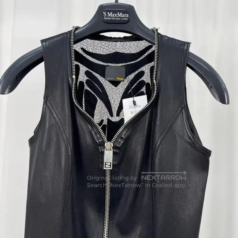 Fendi Fendi Black Leather Sleeveless Dress . Size L / US 10 / IT 46 - 3 Thumbnail