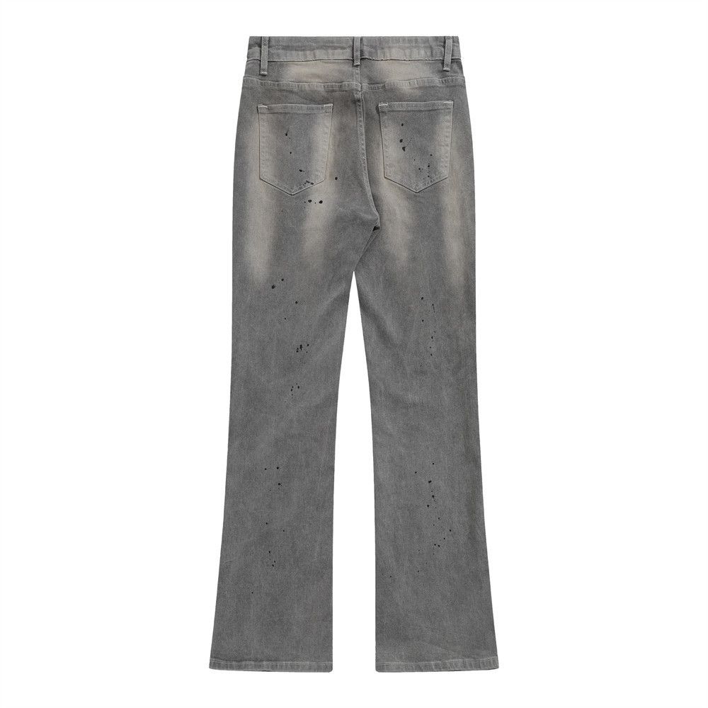 Japanese Brand Street ink-splashed washed loose wide-leg flared jeans Size US 32 / EU 48 - 2 Thumbnail
