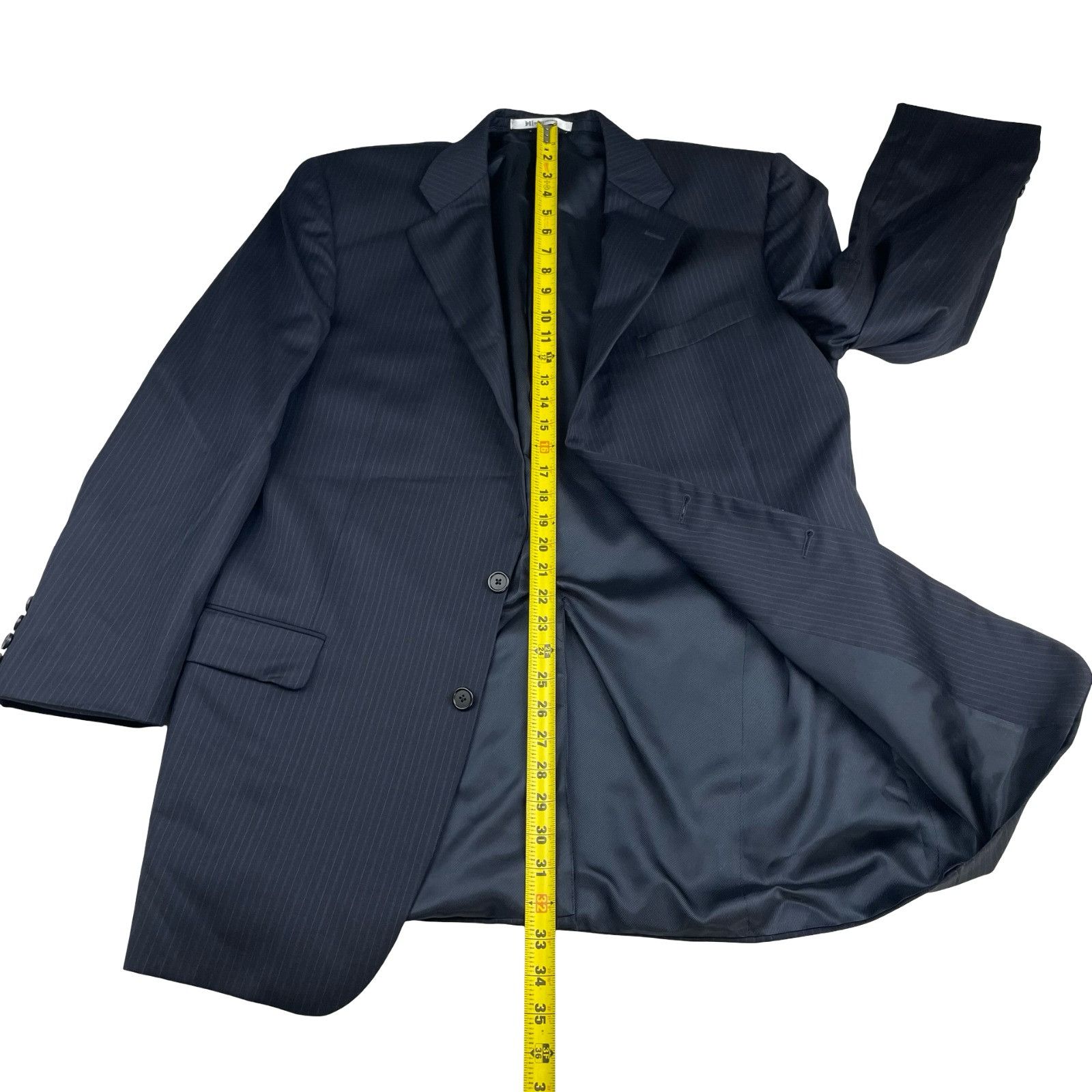 Hickey Freeman Hickey Freeman Men’s 100% Wool 2-Button Suit Navy Stripe • 4 Size 42L - 8 Thumbnail