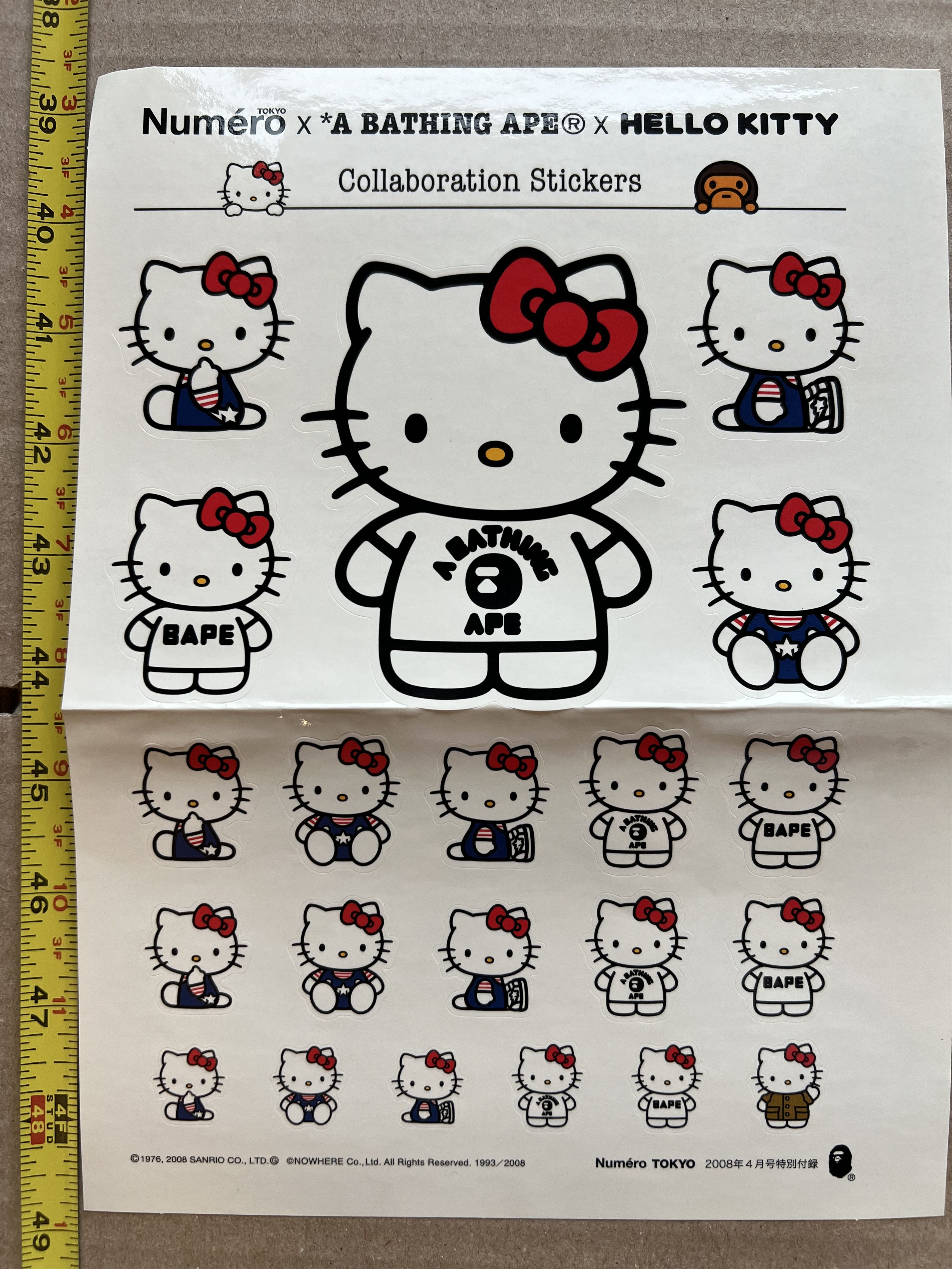 Bape A Bathing Ape x Hello Kitty x Numéro Sticker Sheet Size ONE SIZE - 3 Thumbnail