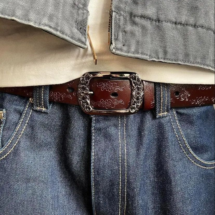 Cowboy Equipment × Vintage brown american western floral design belt Size ONE SIZE - 3 Thumbnail