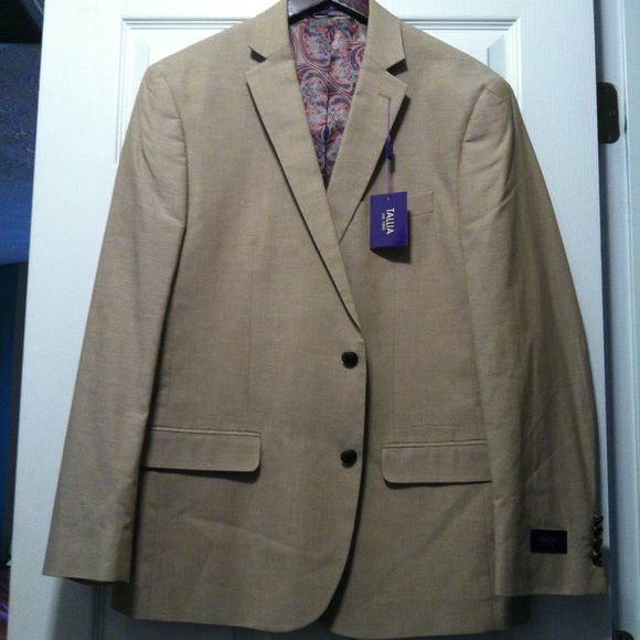 Tallia TALLIA MEN'S NEW TAN 100%COTTON SPORT JACKET COAT SIZE: L Size US L / EU 52-54 / 3 - 6 Thumbnail