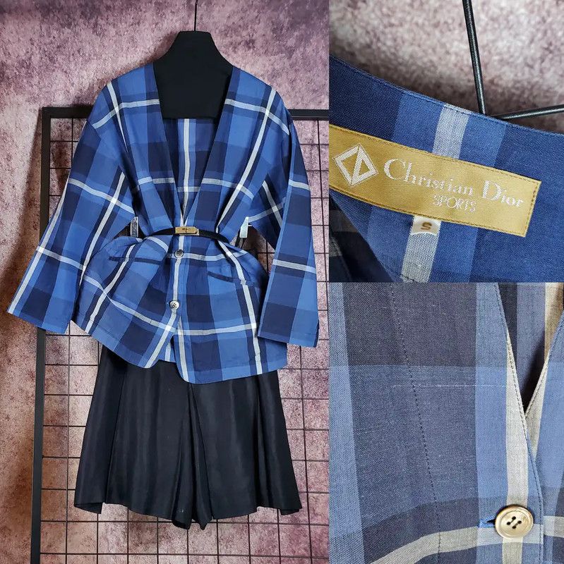 Dior Dior Blue Cotton Plaid Long Sleeve Cardigan 0089 Size US S / EU 44-46 / 1 - 1 Thumbnail