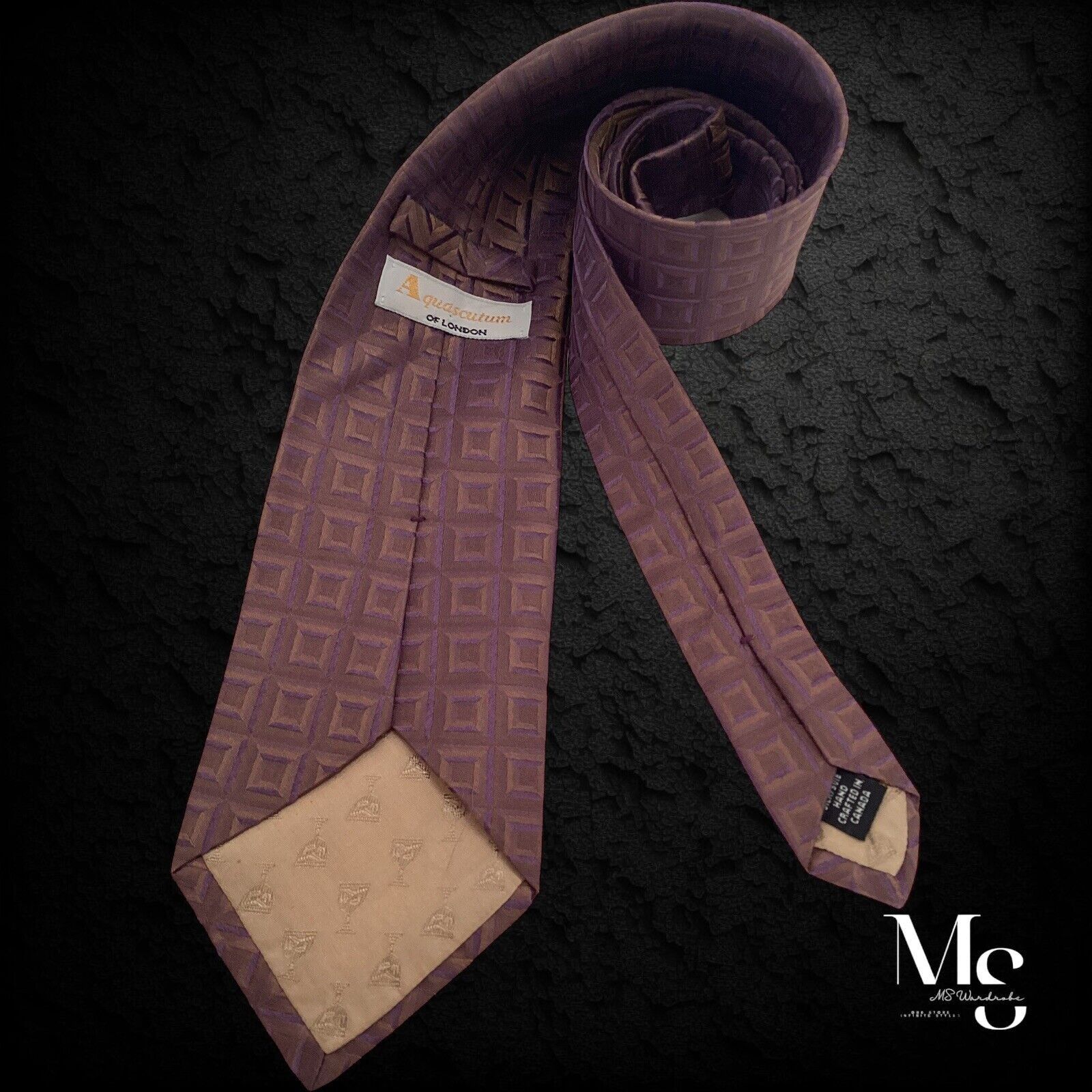 Aquascutum AQUASCUTUM OF LONDON Burgundy Geometric Silk Tie H.C Canada Size ONE SIZE - 2 Thumbnail