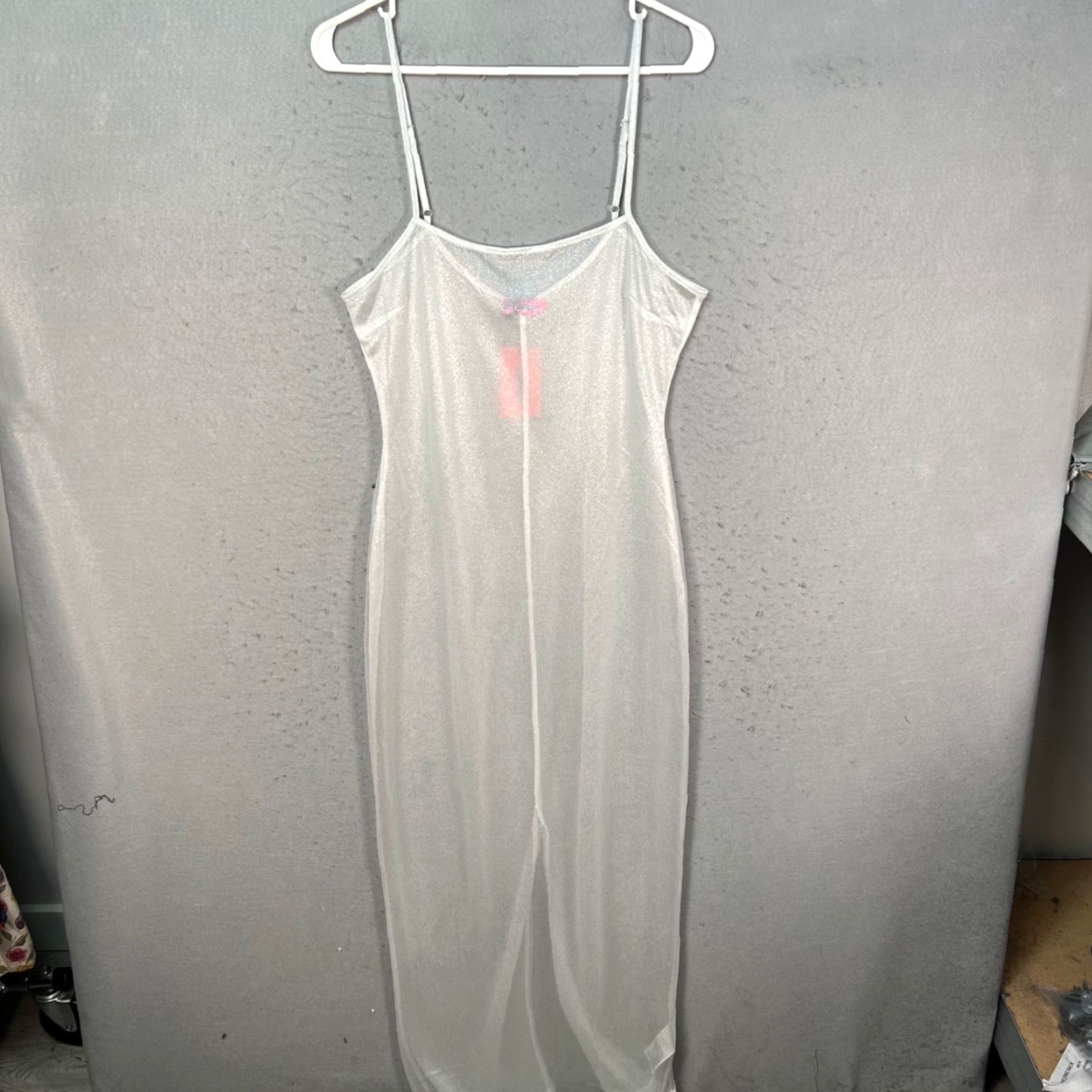 Vintage Edikted Womens Maxi Dress Sleeveless Sheer Silver W/ Adjustable Straps M / Silver / Party/Cocktail / Maxi / Brand: Edikted / Size: M Size M / US 6-8 / IT 42-44 - 2 Thumbnail