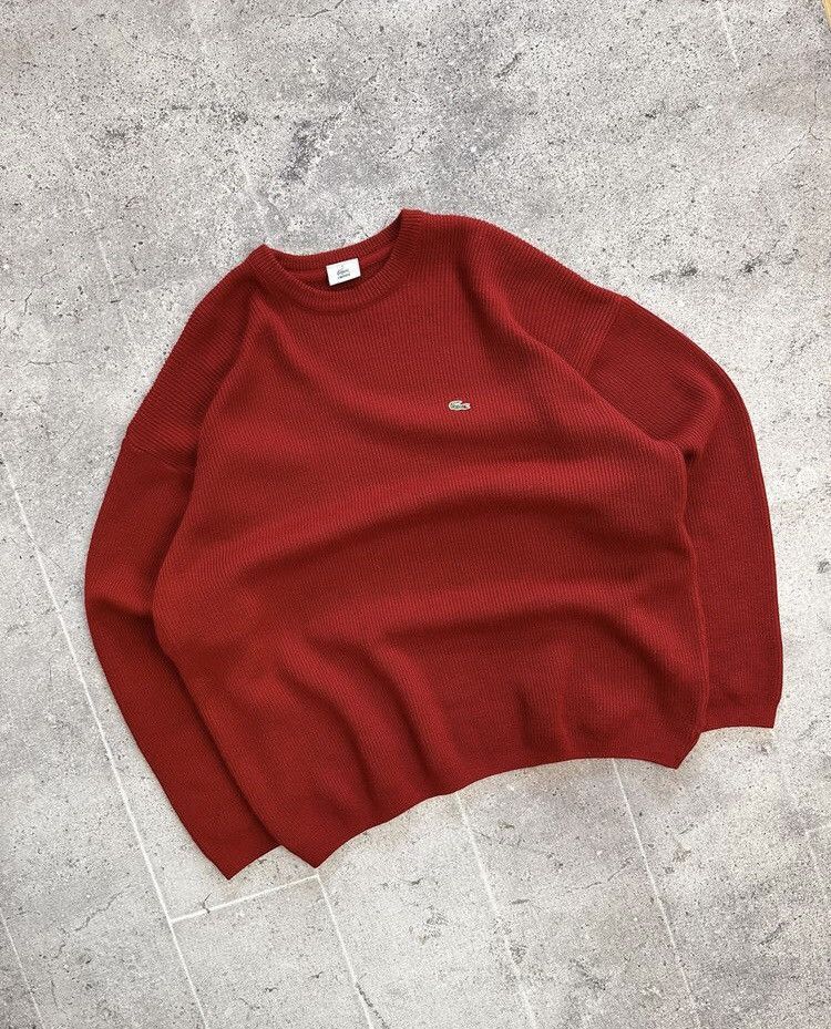 Lacoste × Vintage Chemise Lacoste Knit Red Wool Blue Sweater Y2K Size US XL / EU 56 / 4 - 4 Thumbnail