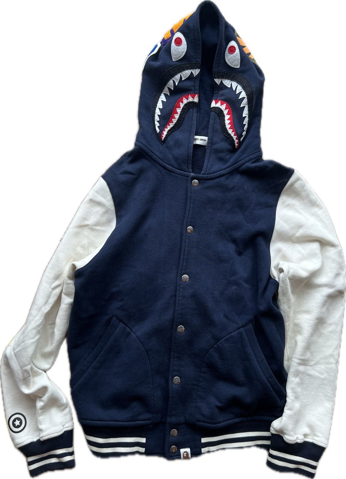 Bape A Bathing Ape Shark Face Varsity Jacket Size US M / EU 48-50 / 2 - 1 Thumbnail