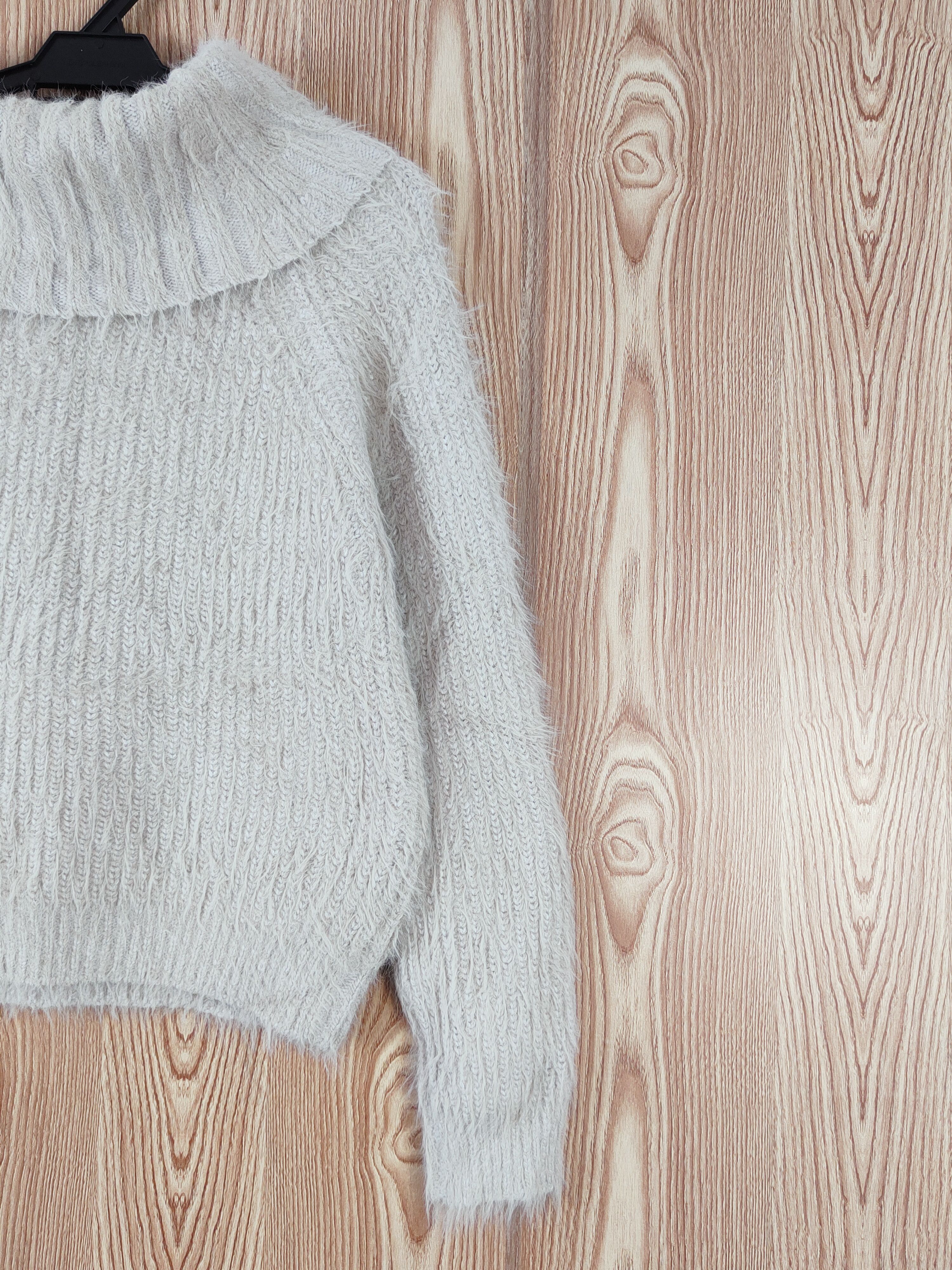 Homespun Knitwear RD Beige Shag Shaggy Fur Mohair Knitwear #W761 Size XS / US 0-2 / IT 36-38 - 5 Thumbnail