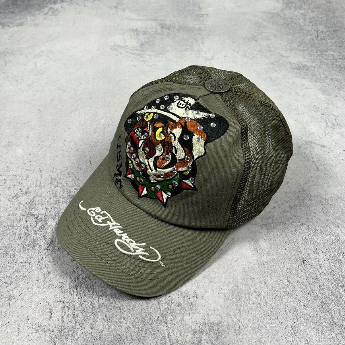 Ed Hardy Vintage Ed hardy bulldog big logo y2k trucker cap 90’s Size ONE SIZE - 1 Thumbnail