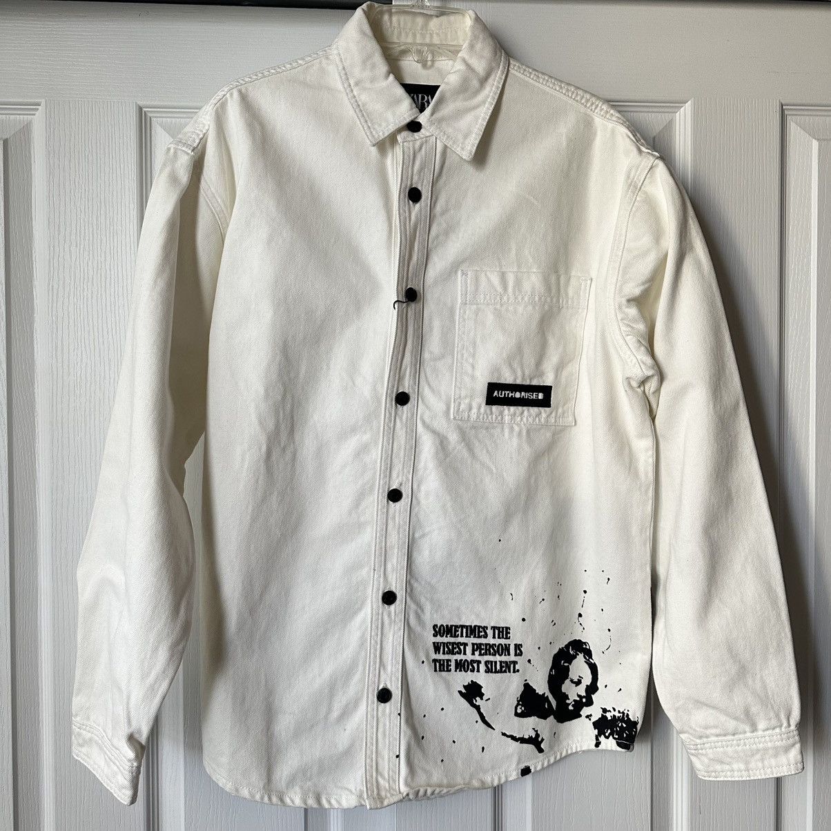 Zara New Zara Embroidered Splatter Denim Overshirt Medium Size US M / EU 48-50 / 2 - 3 Thumbnail