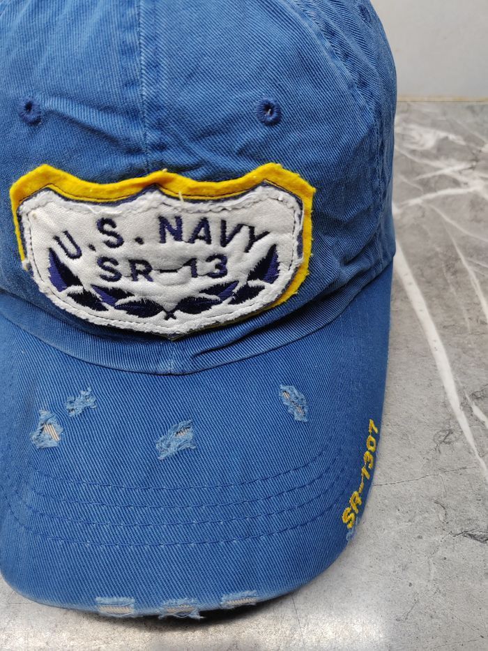 Japanese Brand Vintage US Navy Distressed Style Cap Hat Size ONE SIZE - 3 Thumbnail