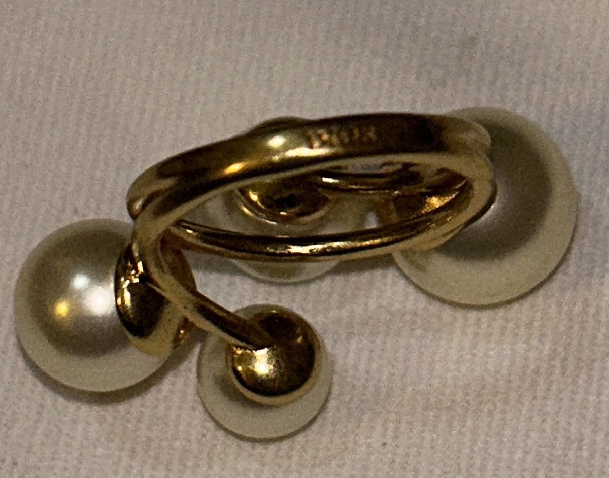 Dior Dior D-STUDS RING Gold-Finish Metal and White Resin Pearls Size ONE SIZE - 9 Thumbnail