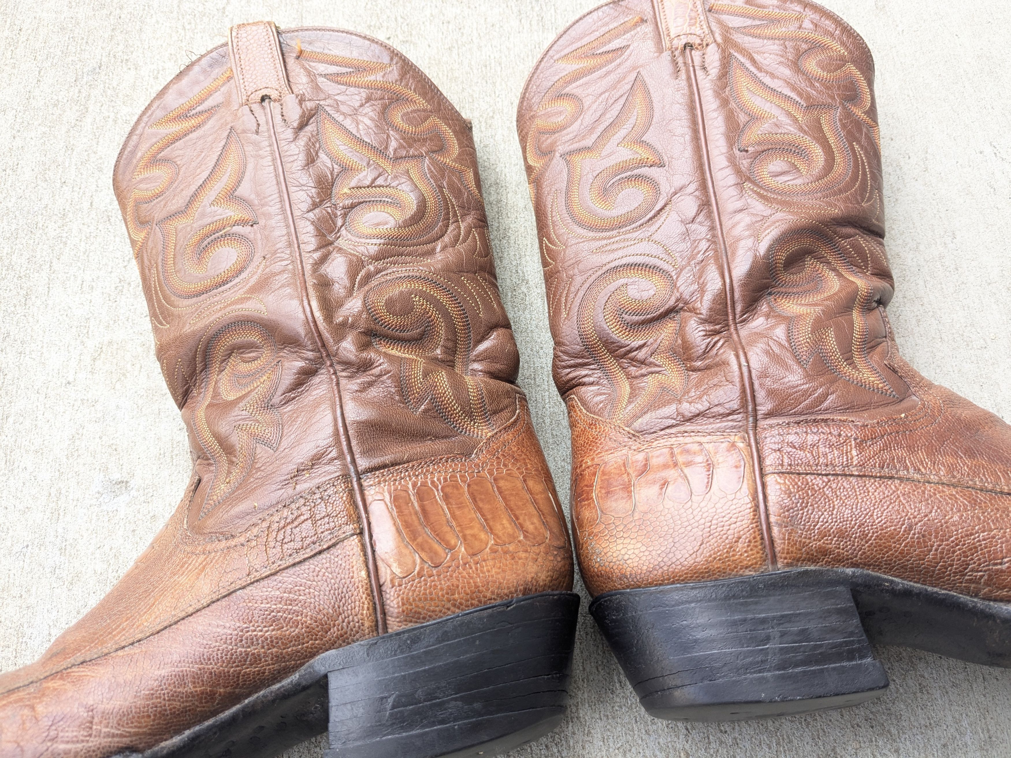 Genuine Leather Panhandle Slim Cowboy Boots 10 D Brown Mexico Botas Size US 10 / EU 43 - 8 Thumbnail