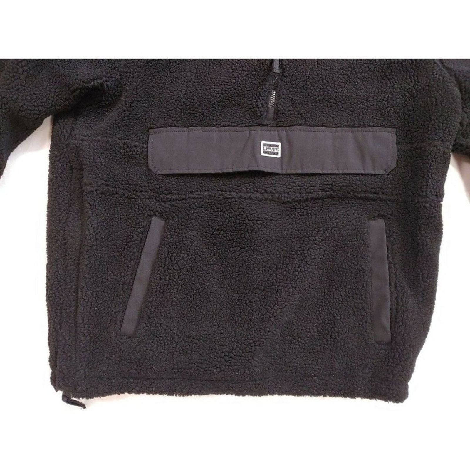 Levi's Levi's Faux Shearling Hooded Partial Zip Black Sweater $180 Size US M / EU 48-50 / 2 - 5 Thumbnail
