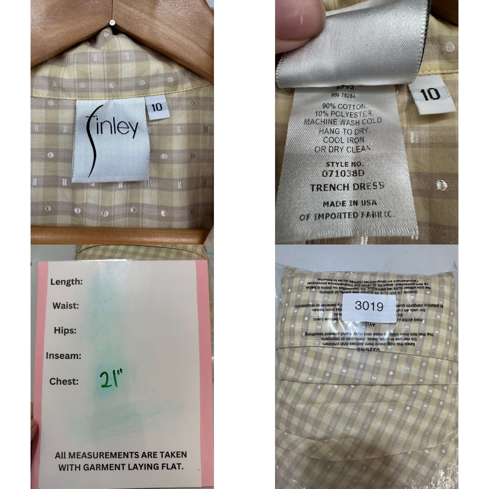 Vintage Finley Dress Women's Size 10 Yellow Plaid Collared Sleeveless Belted Fit & Flare Womens Size L / US 10 / IT 46 - 8 Thumbnail