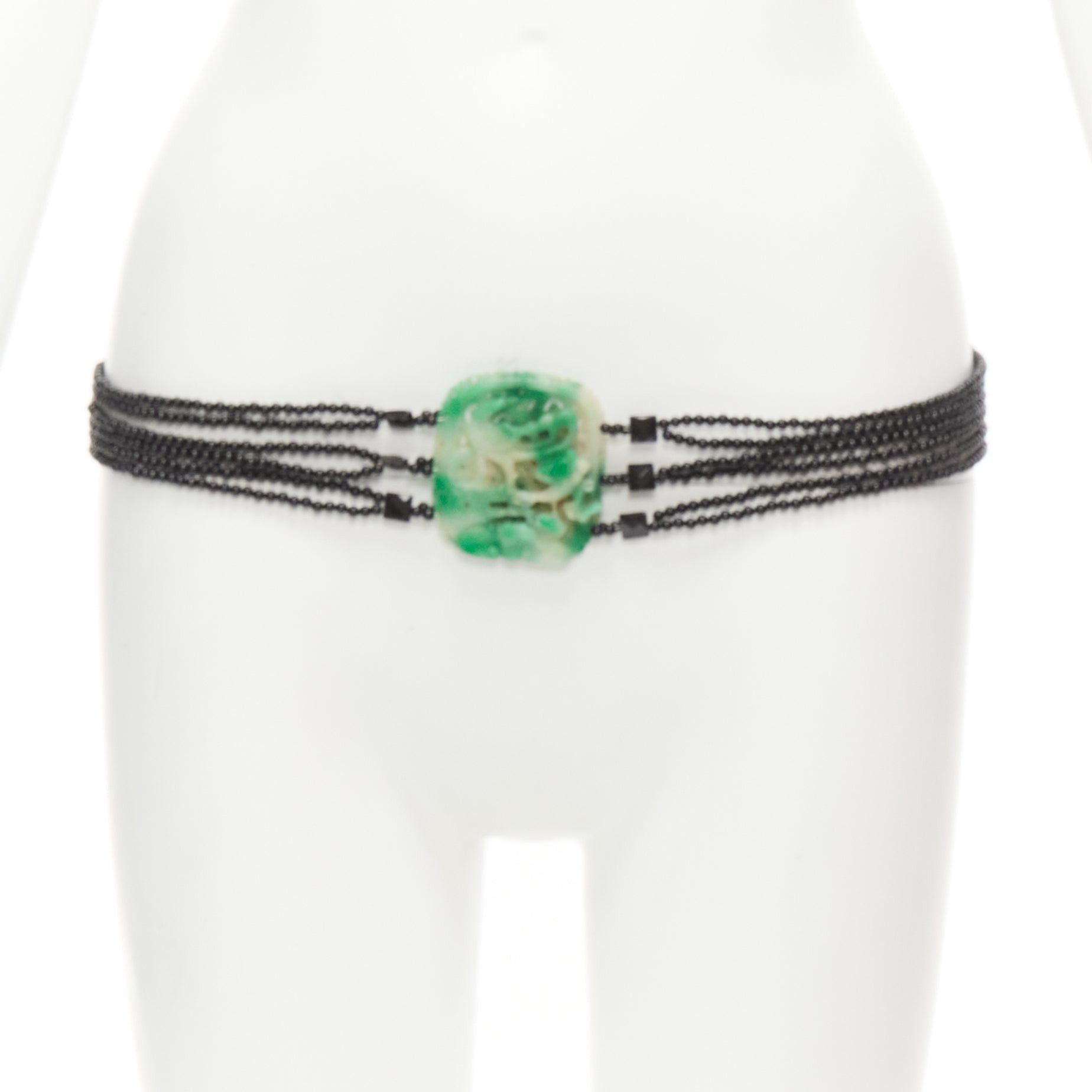 Other JENNIFER POLLOCK green oriental chinese stamp jade black beads chain belt Size ONE SIZE - 1 Thumbnail