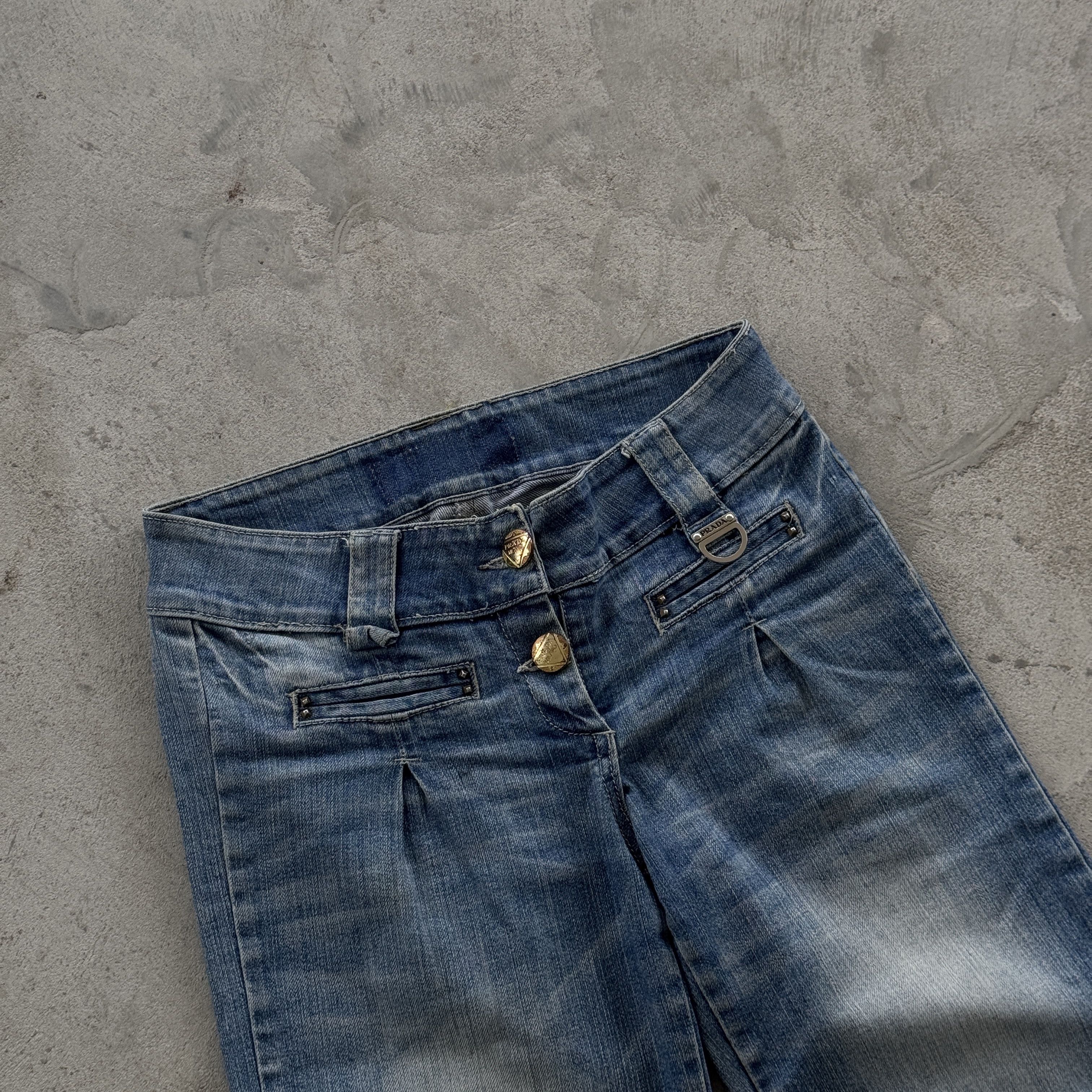 Prada Vintage Prada Womens Flare Blue Denim Jeans Pants Size 30" / US 8 / IT 44 - 3 Thumbnail