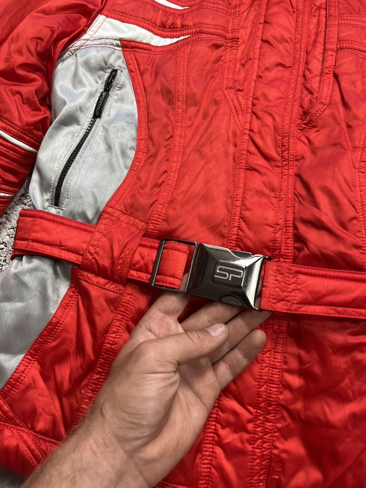 Sportalm Kitzbuhel Vintage Sportalm Red Silver Ski Jacket Belted Hooded Size 40 Size M / US 6-8 / IT 42-44 - 5 Thumbnail