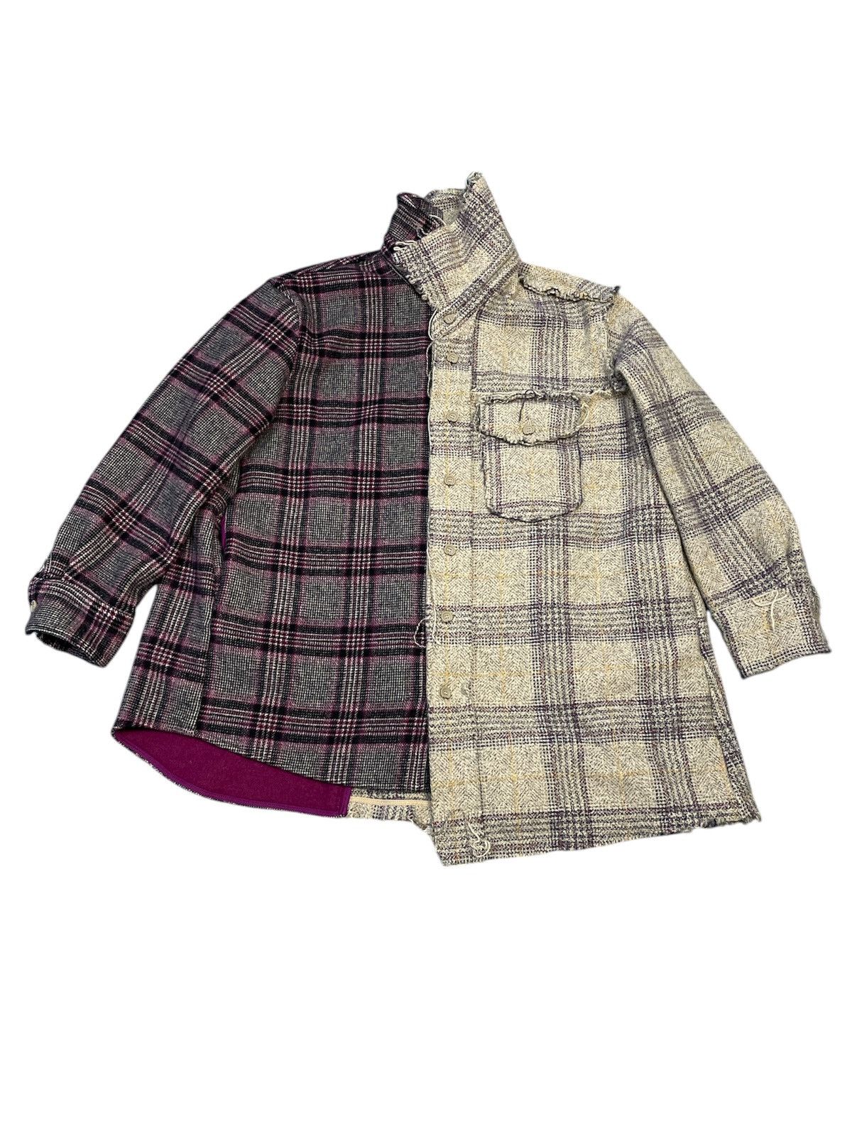 Japanese Brand Japanese Brand JNBY Oversized Spliced ​​Plaid Wool Jacket Size US XL / EU 56 / 4 - 2 Thumbnail